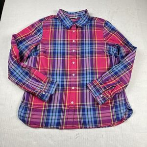 Talbots Button Down Shirt Plaid Long Sleeve Cotton Casual Collared Top PM PETITE